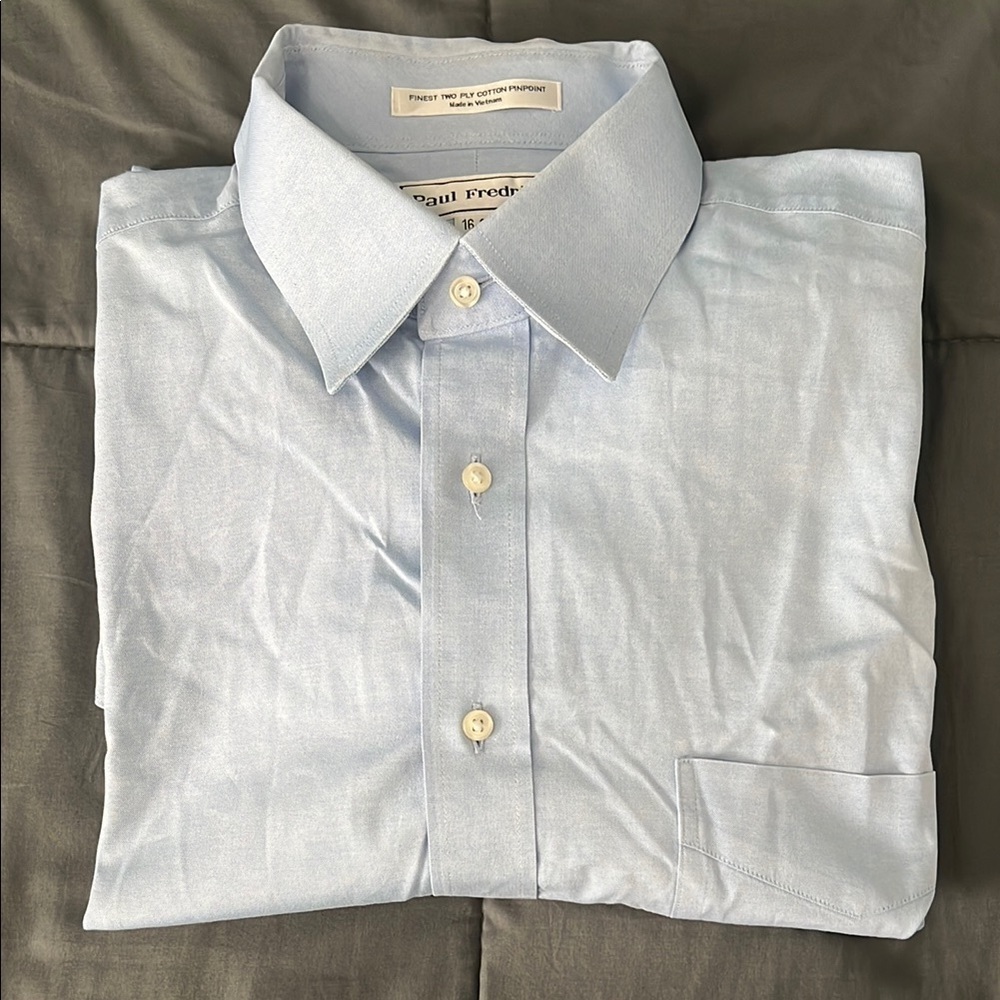 Paul Fredrick Non Iron Cotton Pinpoint Dress Shirt Size 16